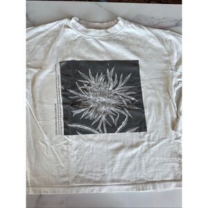 Zara size 8-9 year dandelion weed long sleeve white shirt boys outdoor hiking to